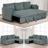 Dark Gray Faux Fur Oversized Convertible Sleeper Sectional Sofa Couch Daybed and Chair Pull Out with 2 Pillows, USB Charging Ports for Living Room