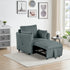 Dark Gray Faux Fur Oversized Convertible Sleeper Sectional Sofa Couch Daybed and Chair Pull Out with 2 Pillows, USB Charging Ports for Living Room
