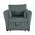 Dark Gray Faux Fur Oversized Convertible Sleeper Sectional Sofa Couch Daybed and Chair Pull Out with 2 Pillows, USB Charging Ports for Living Room