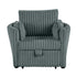 Dark Gray Faux Fur Oversized Convertible Sleeper Sectional Sofa Couch Daybed and Chair Pull Out with 2 Pillows, USB Charging Ports for Living Room