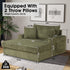 54 Inch Contemporary Indoor Upholstered Chaise Lounge Plush Sleeper Chair with Throw Pillows, 2 Cup Holders and Magazine Bags for Living Room