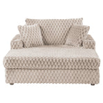 54 Inch Contemporary Indoor Upholstered Chaise Lounge Plush Sleeper Chair with Throw Pillows, 2 Cup Holders and Magazine Bags for Living Room
