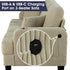 Beige 3 Piece Set Comfy Sofa Couch 3-Seater & Loveseat Sofa with Storage Ottoman with USB
