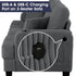 Dark Gray 3 Piece Set Comfy Sofa Couch 3-Seater & Loveseat Sofa with Storage Ottoman for Living Room with USB, Side Pockets, Pillows included