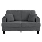 Dark Gray 3 Piece Set Comfy Sofa Couch 3-Seater & Loveseat Sofa with Storage Ottoman for Living Room with USB, Side Pockets, Pillows included