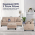 Beige 3-Piece Sofa Set with Storage Ottoman & USB Charging