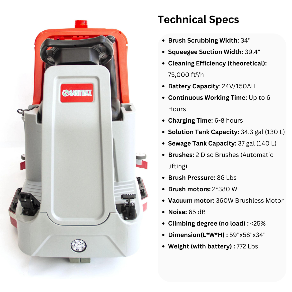 SM860 Ride-On Commercial Floor Scrubber Dryer Machine, 34