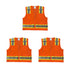 Safety Main 05TTSOZ Surveyor Vest, Class 2, Solid Front, Mesh Back, Hi-Vis Orange, Pack of 3