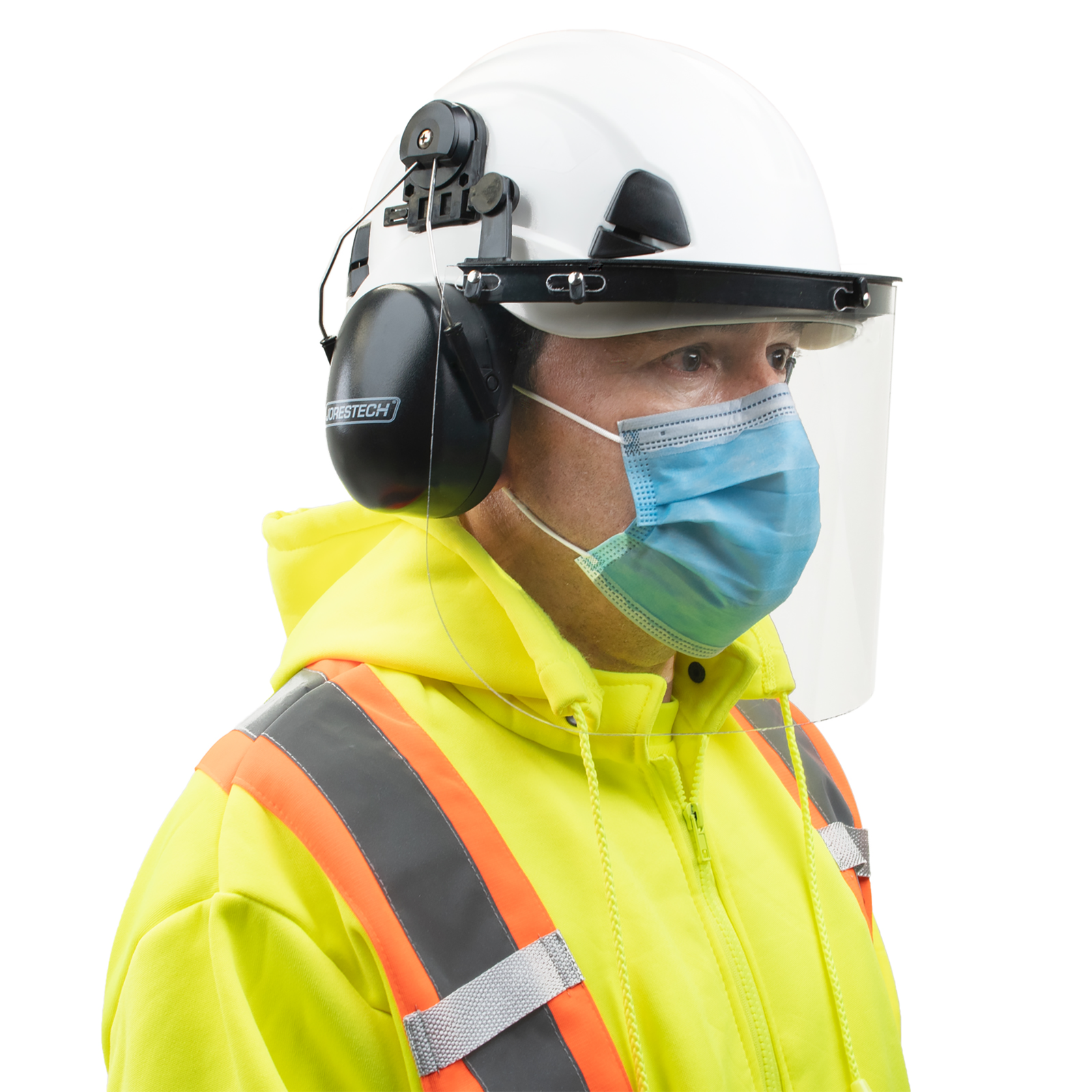 Safety Helmet System with Face Shield and Earmuffs