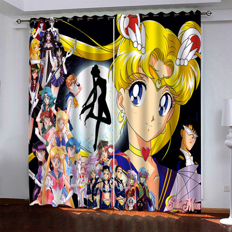 Sailor Moon Pattern Curtains Blackout Window Drapes