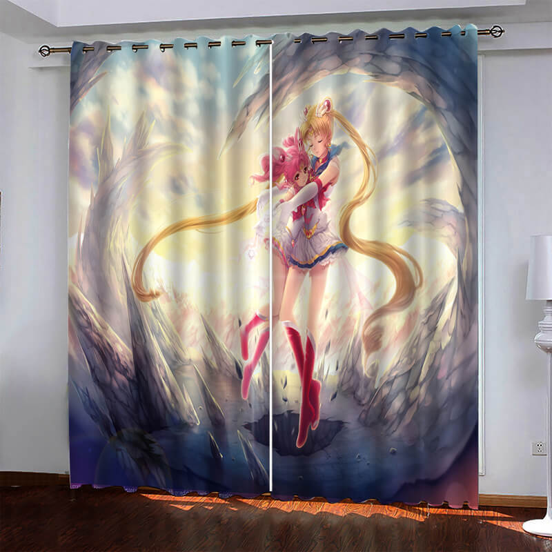 Sailor Moon Pattern Curtains Blackout Window Drapes