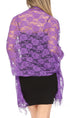 Sakkas Mari Women's Large Lightweight Soft Lace Scarf Wrap Shawl Floral and Fringe