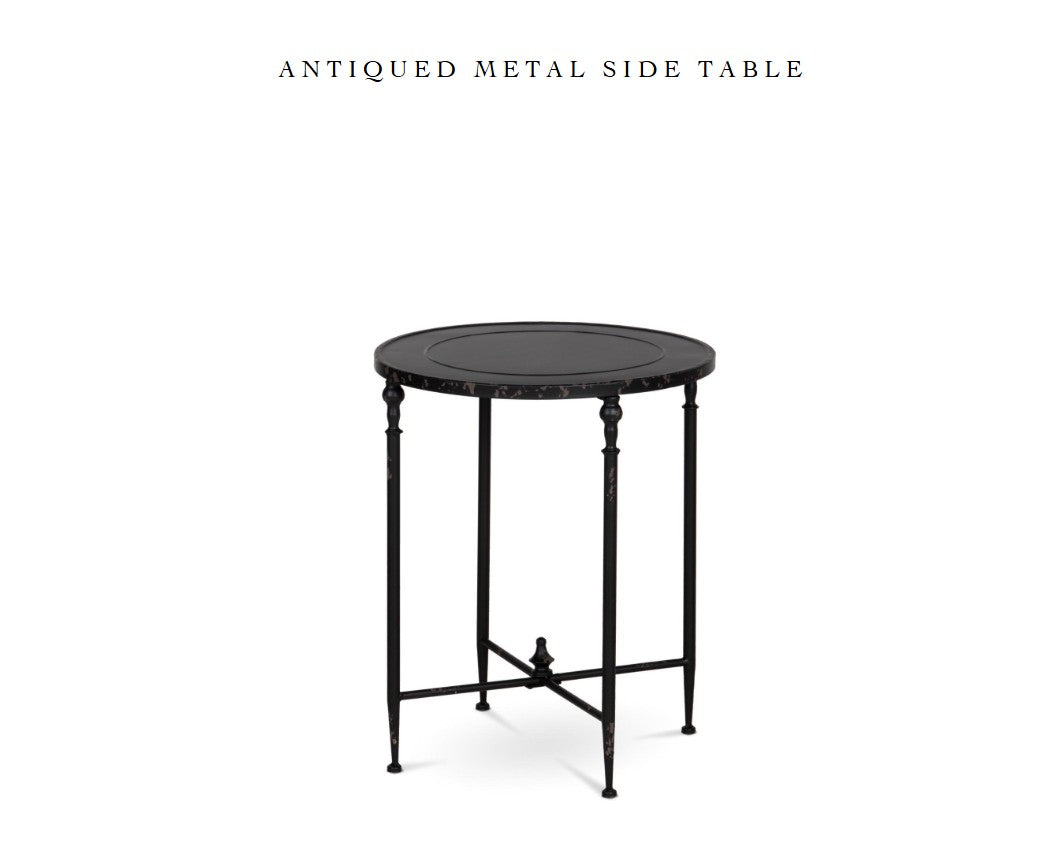 Park Hill | Antiqued Metal Round Side Table