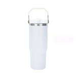 White Tumbler with Flip up Straw  30 oz Sublimation