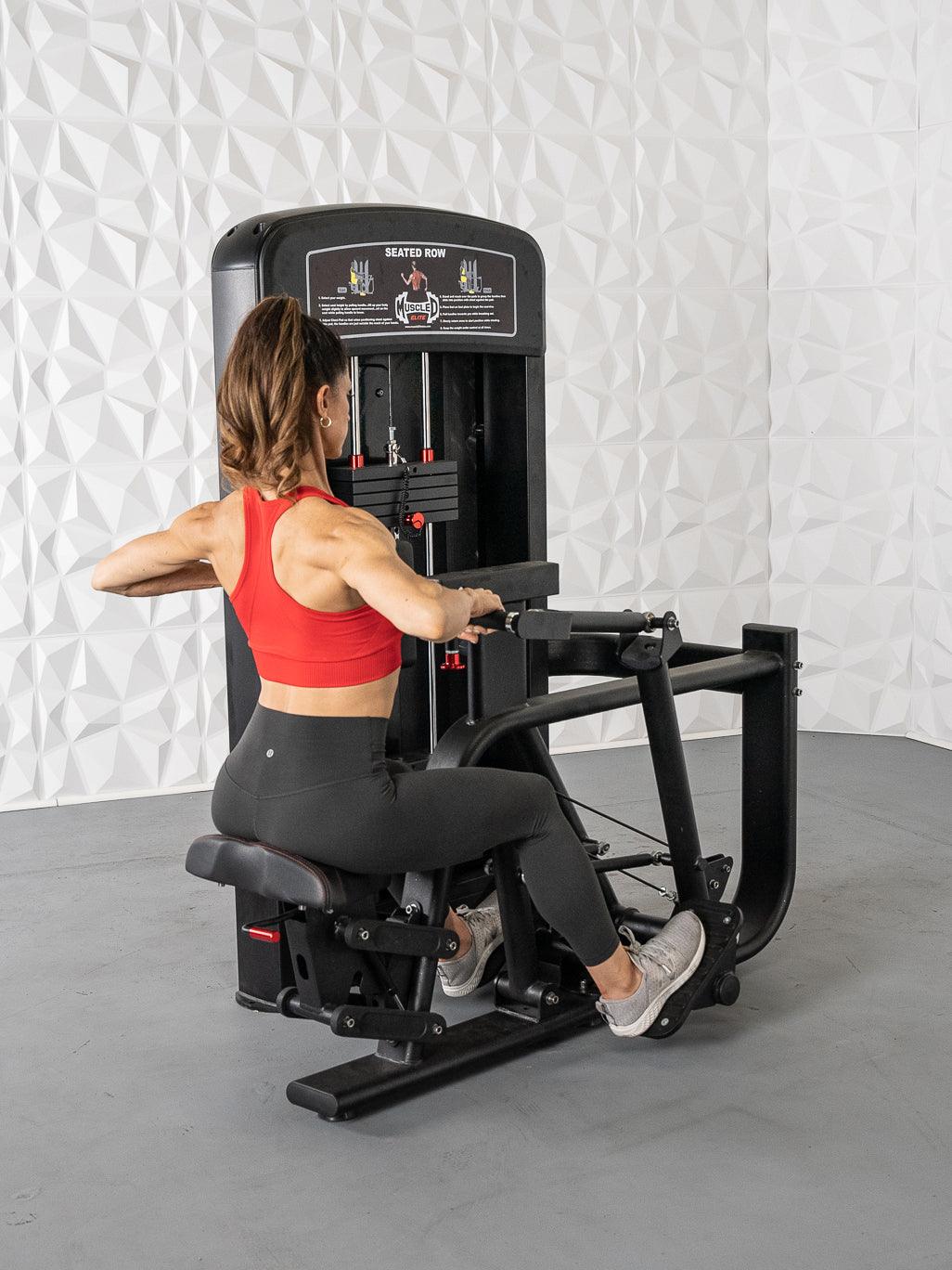 Elite Selectorized Seated Row - Muscle D Fitness - Commercial Adjustable Seated Pin Selectorized Rear Delt Workout
