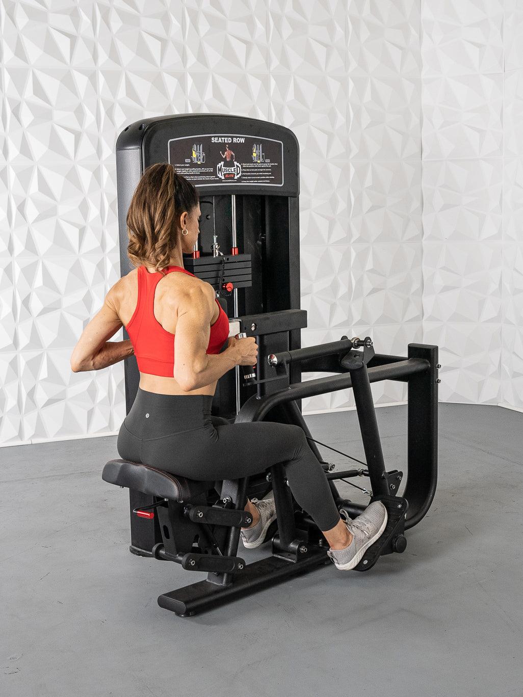 Elite Selectorized Seated Row - Muscle D Fitness - Commercial Adjustable Seated Pin Selectorized Rear Delt Workout