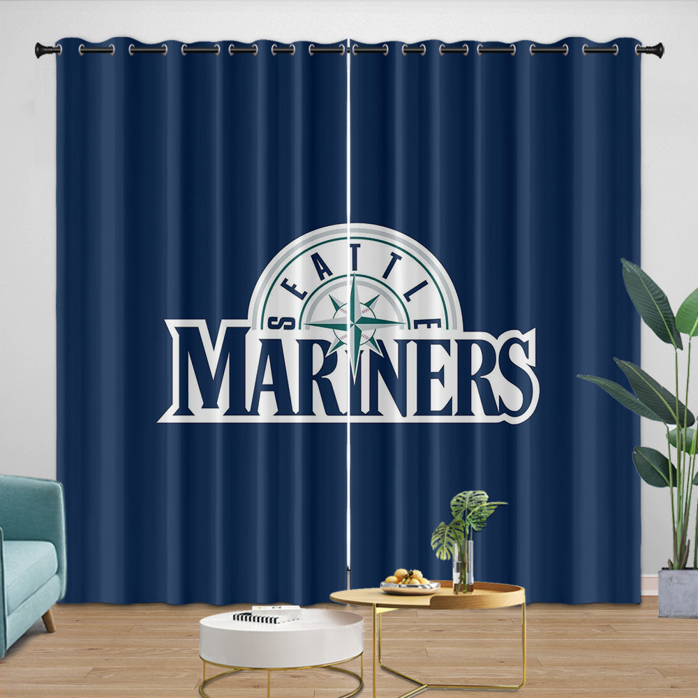 Seattle Mariners Curtains Blackout Window Drapes Room Decoration