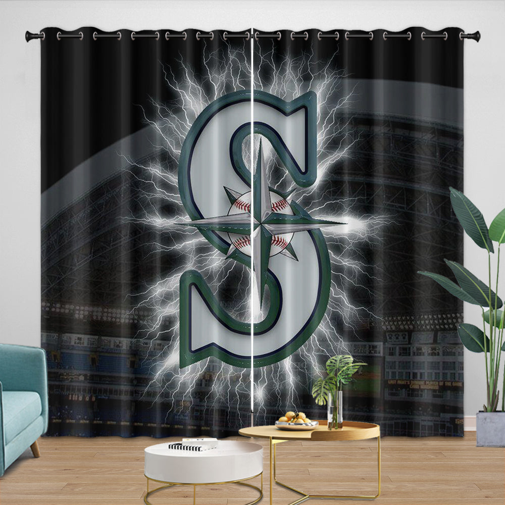 Seattle Mariners Curtains Blackout Window Drapes Room Decoration