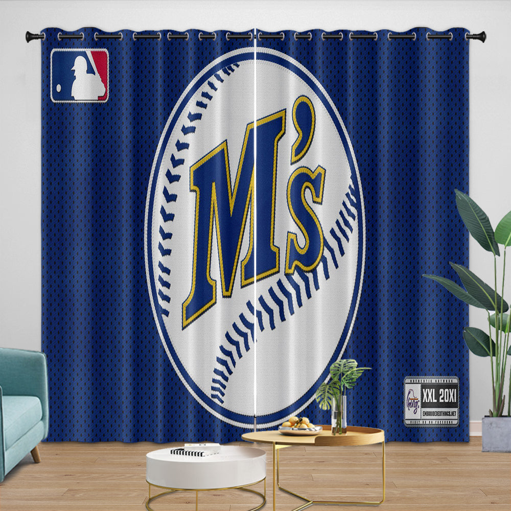 Seattle Mariners Curtains Blackout Window Drapes Room Decoration