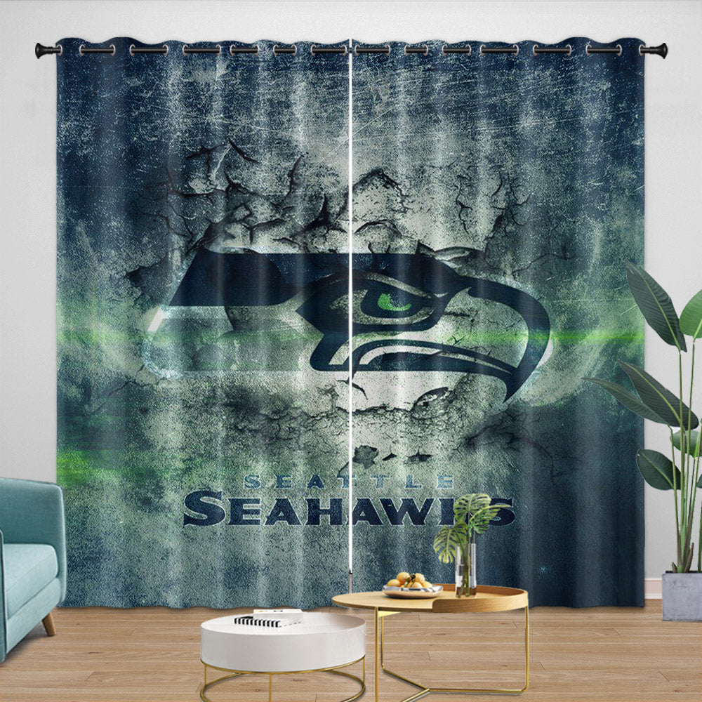 Seattle Seahawks Curtains Blackout Window Drapes Room Decoration