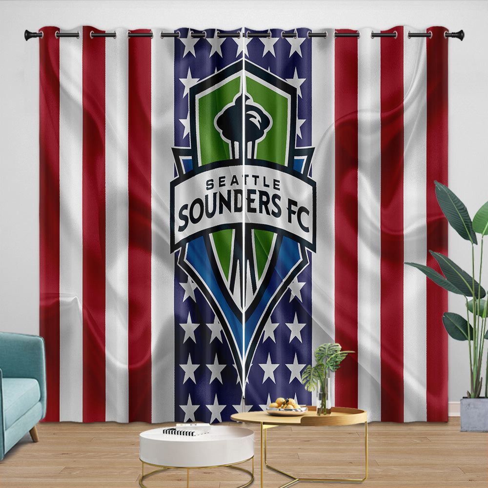 Seattle Sounders FC Curtains Blackout Window Drapes Room Decoration