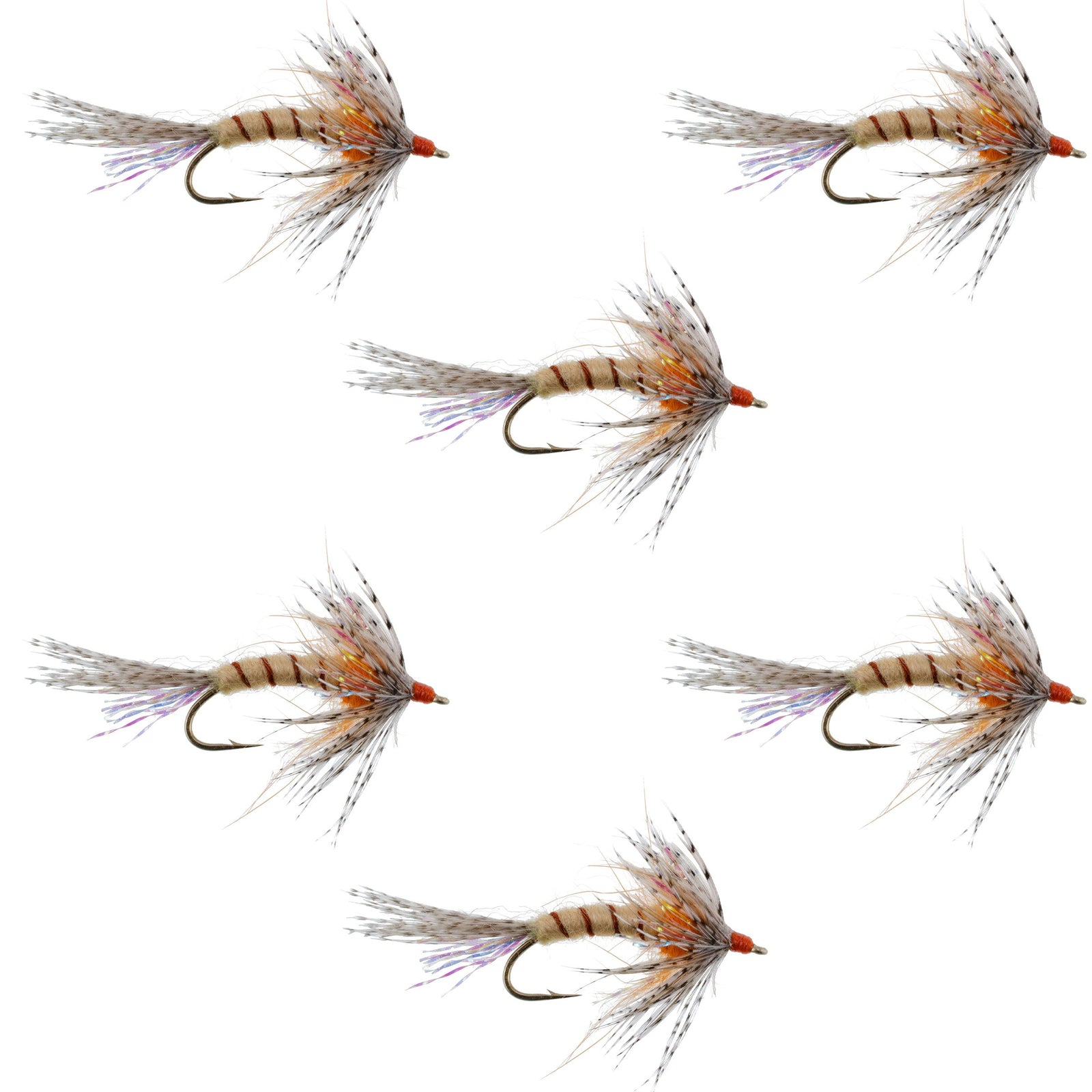 Orange Shakey Bealy Fall Soft Hackle Wet Fly - 6 Flies Hook Size 10