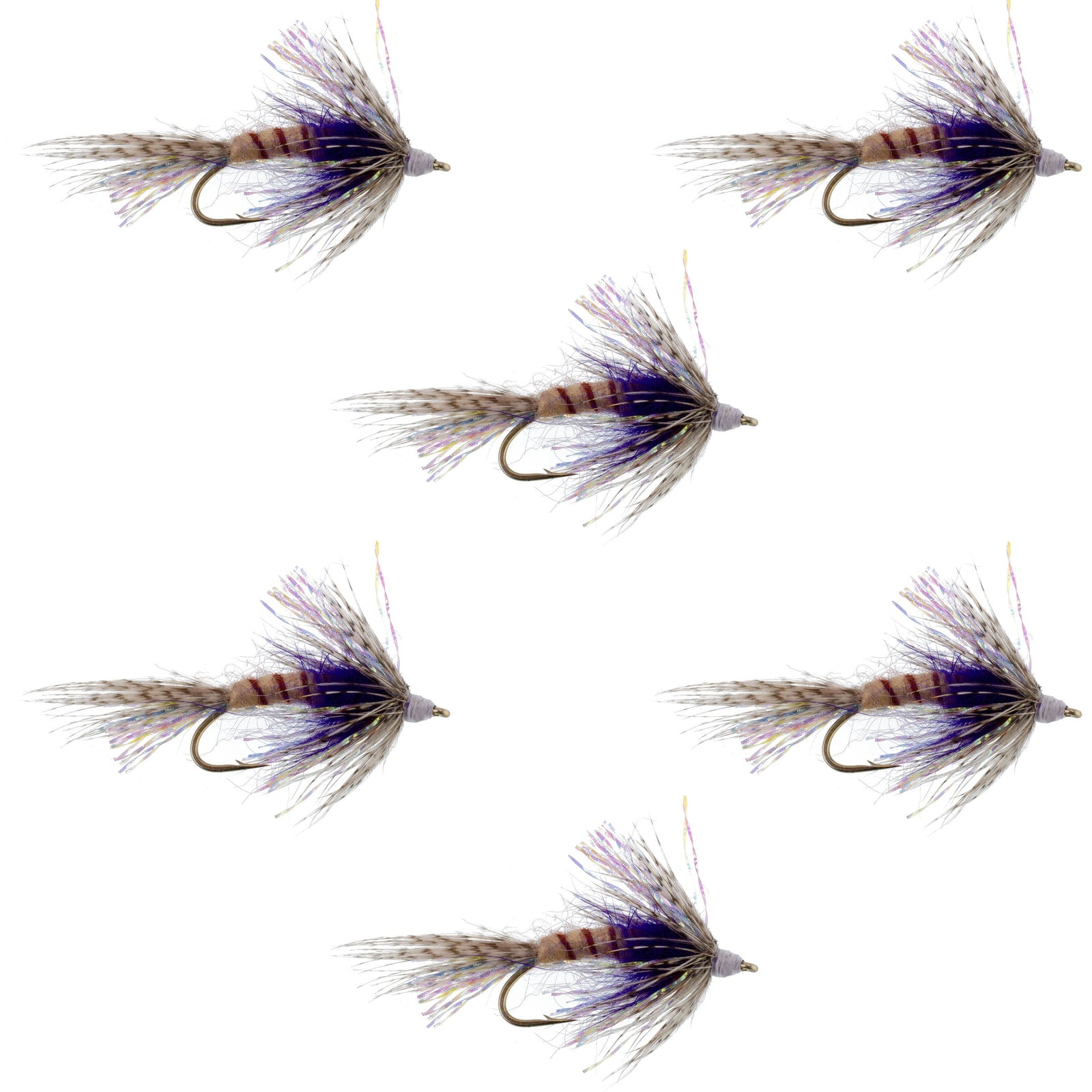 Purple Shakey Bealy Fall Soft Hackle Wet Fly - 6 Flies Hook Size 10
