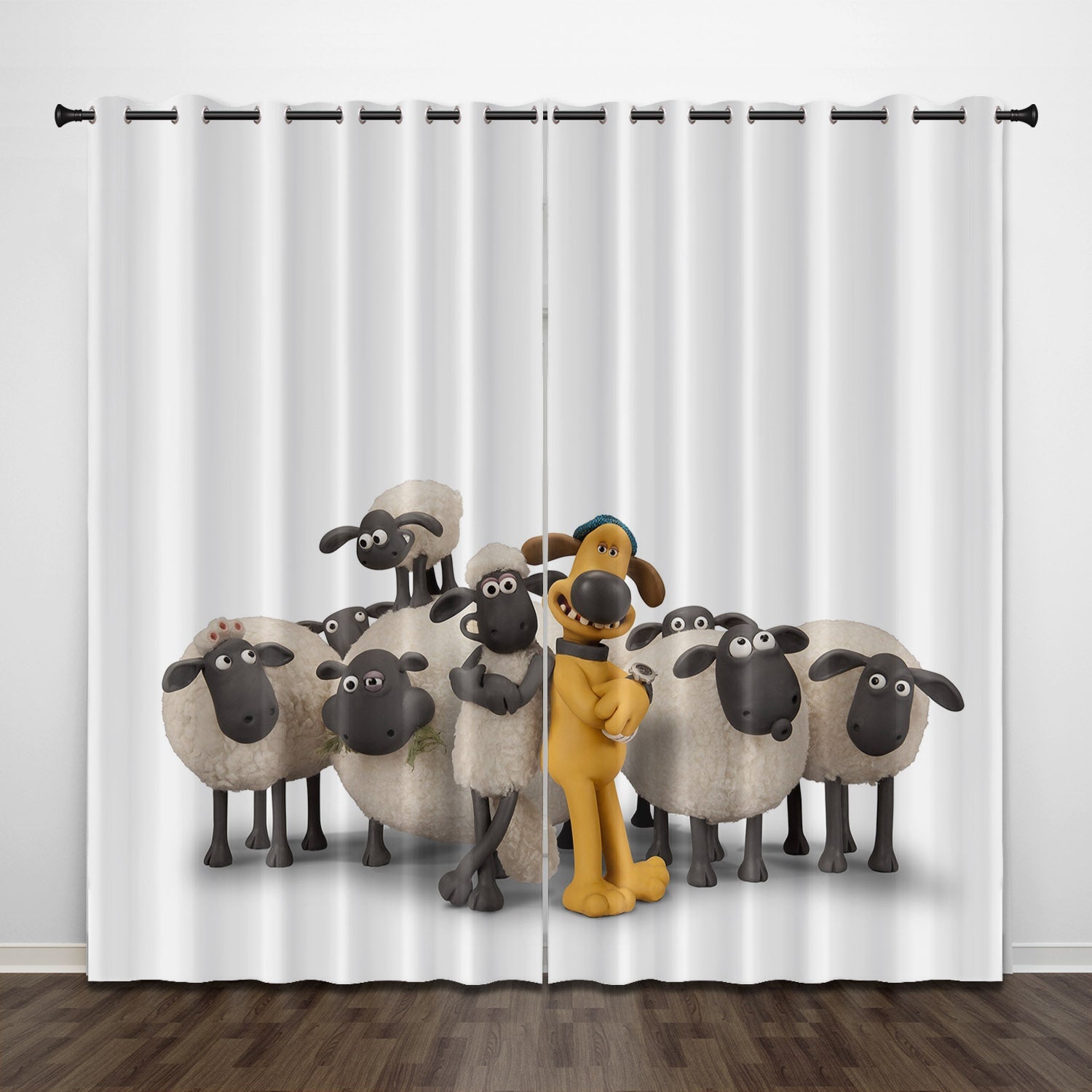 Shaun the Sheep Curtains Pattern Blackout Window Drapes