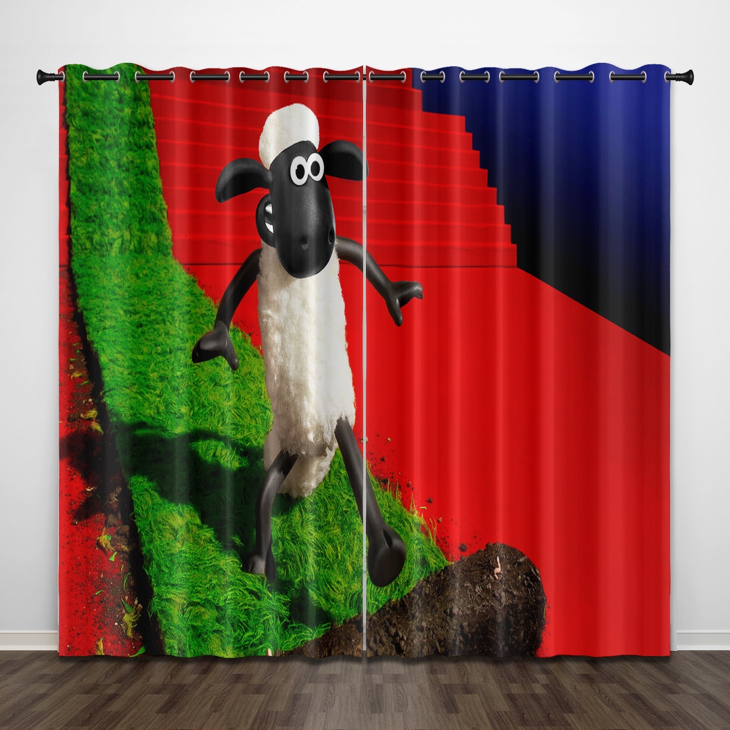 Shaun the Sheep Curtains Pattern Blackout Window Drapes