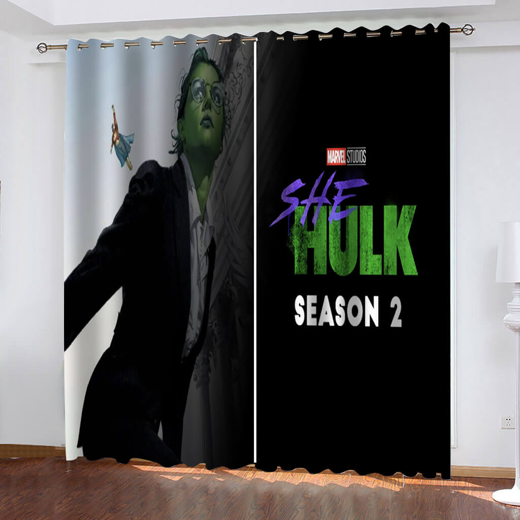 She Hulk Curtains Blackout Cosplay Window Drapes for Room Decoration