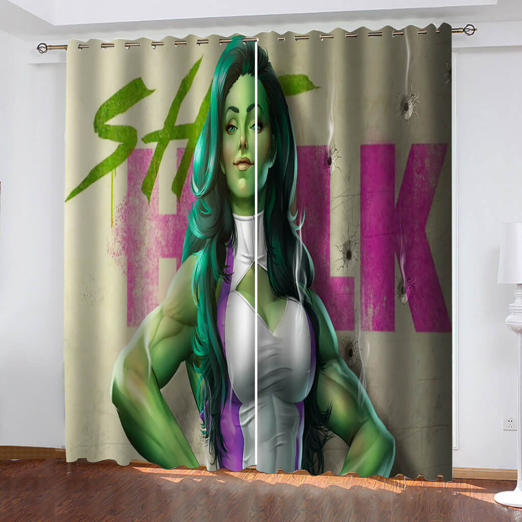She Hulk Curtains Blackout Cosplay Window Drapes for Room Decoration