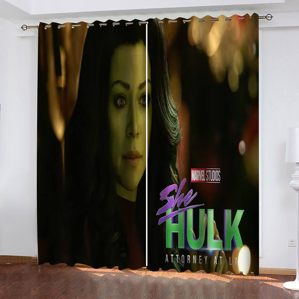 She Hulk Curtains Blackout Cosplay Window Drapes for Room Decoration