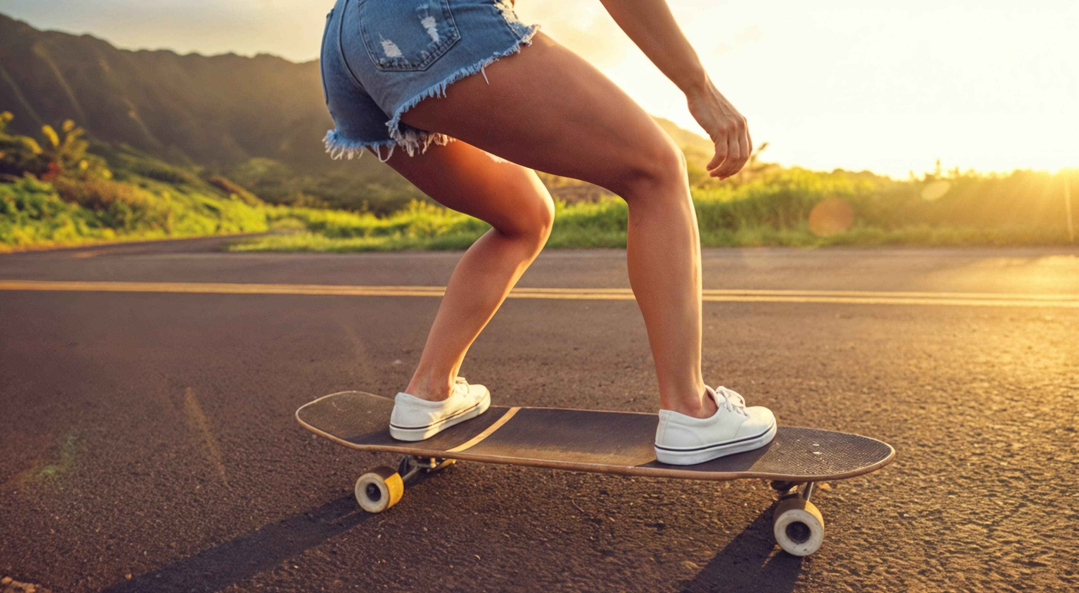 Skater Girl Wallpaper. Tropical Vibe Wall Mural. #7055