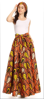 Sakkas Asma Convertible Traditional Wax Print Adjustable Strap Maxi Skirt Dress