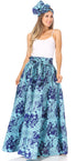 Sakkas Asma's Second Convertible Traditional Wax Print Maxi Skirt with Adjustable Straps