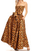 Sakkas Asma Convertible Traditional Wax Print Adjustable Strap Maxi Skirt Dress