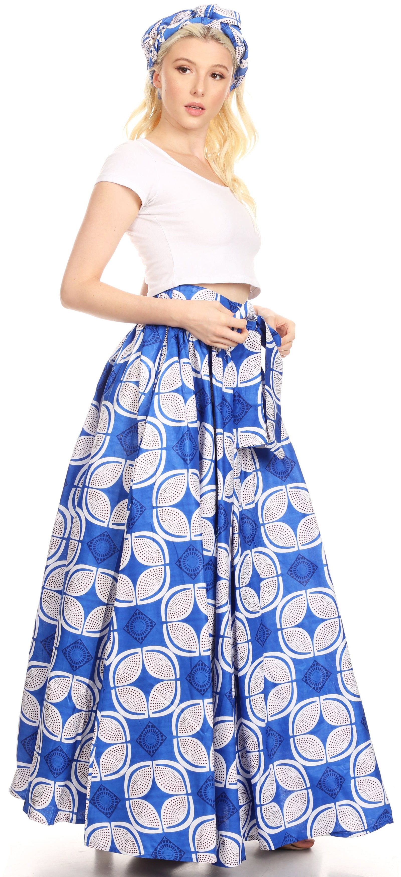 Sakkas Asma Convertible Traditional Wax Print Adjustable Strap Maxi Skirt Dress