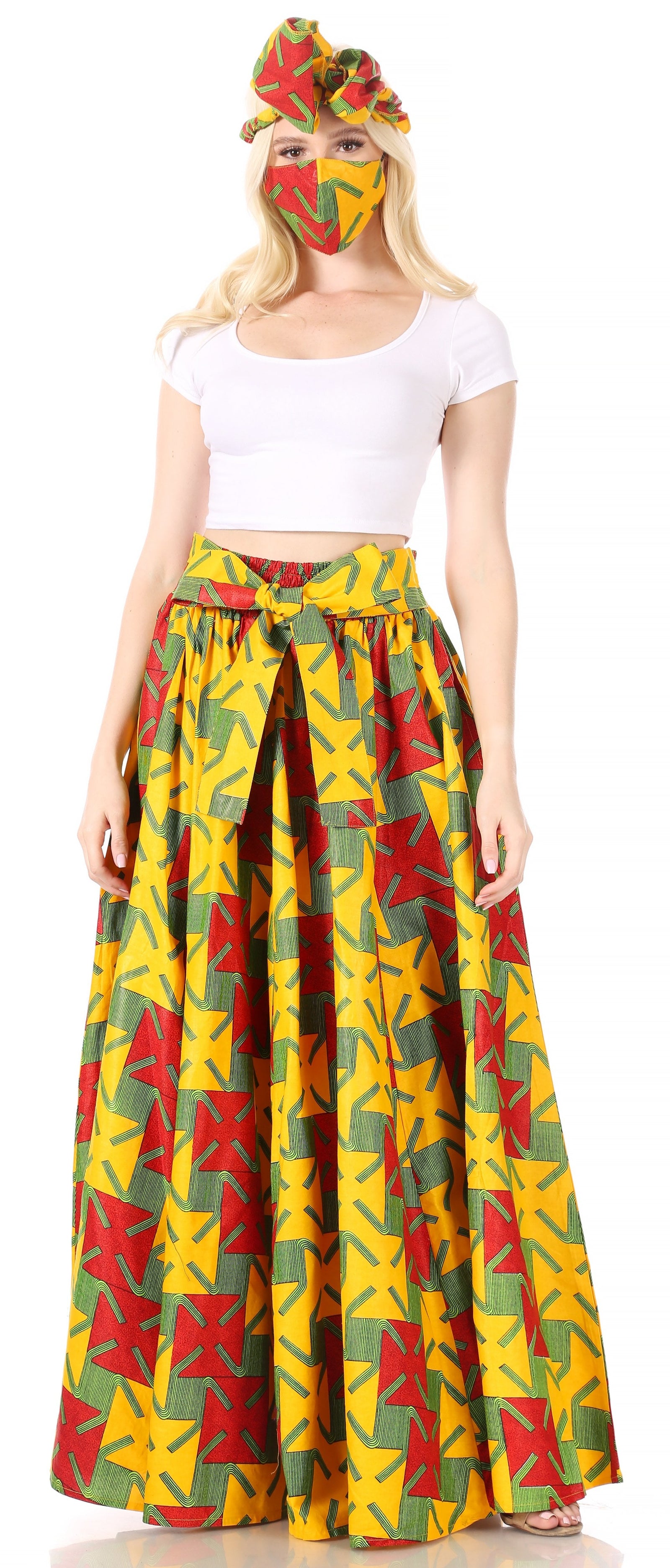 Sakkas Asma Convertible Traditional Wax Print Adjustable Strap Maxi Skirt Dress