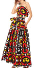 Sakkas Asma Convertible Traditional Wax Print Adjustable Strap Maxi Skirt Dress