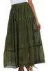 Sakkas Solid Embroidered Gypsy / Bohemian Full / Maxi / Long Cotton Skirt