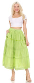 Sakkas Solid Embroidered Gypsy / Bohemian Mid Length Cotton Skirt