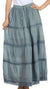 Sakkas Solid Embroidered Crochet Lace Trim Gypsy Bohemian Mid Length Cotton Skirt
