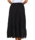 Sakkas Solid Embroidered Crochet Lace Trim Gypsy Bohemian Mid Length Cotton Skirt