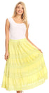 Sakkas Solid Embroidered Crochet Lace Trim Gypsy Bohemian Mid Length Cotton Skirt