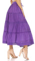 Sakkas Solid Embroidered Crochet Lace Trim Gypsy Bohemian Mid Length Cotton Skirt