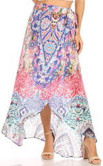 Sakkas Amaia Women's Maxi Floral Print Boho Summer Casual Long Wrap Skirt Cover-up