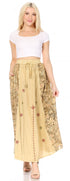 Sakkas Maran Women's Boho Embroidery Skirt with Lace Elastic Waist and Pockets