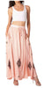 Sakkas Zarah Women's Boho Embroidery Gypsy Skirt with Lace Elastic Waist Pockets