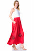 Sakkas Zarah Women's Boho Embroidery Gypsy Skirt with Lace Elastic Waist Pockets