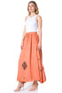 Sakkas Zarah Women's Boho Embroidery Gypsy Skirt with Lace Elastic Waist Pockets